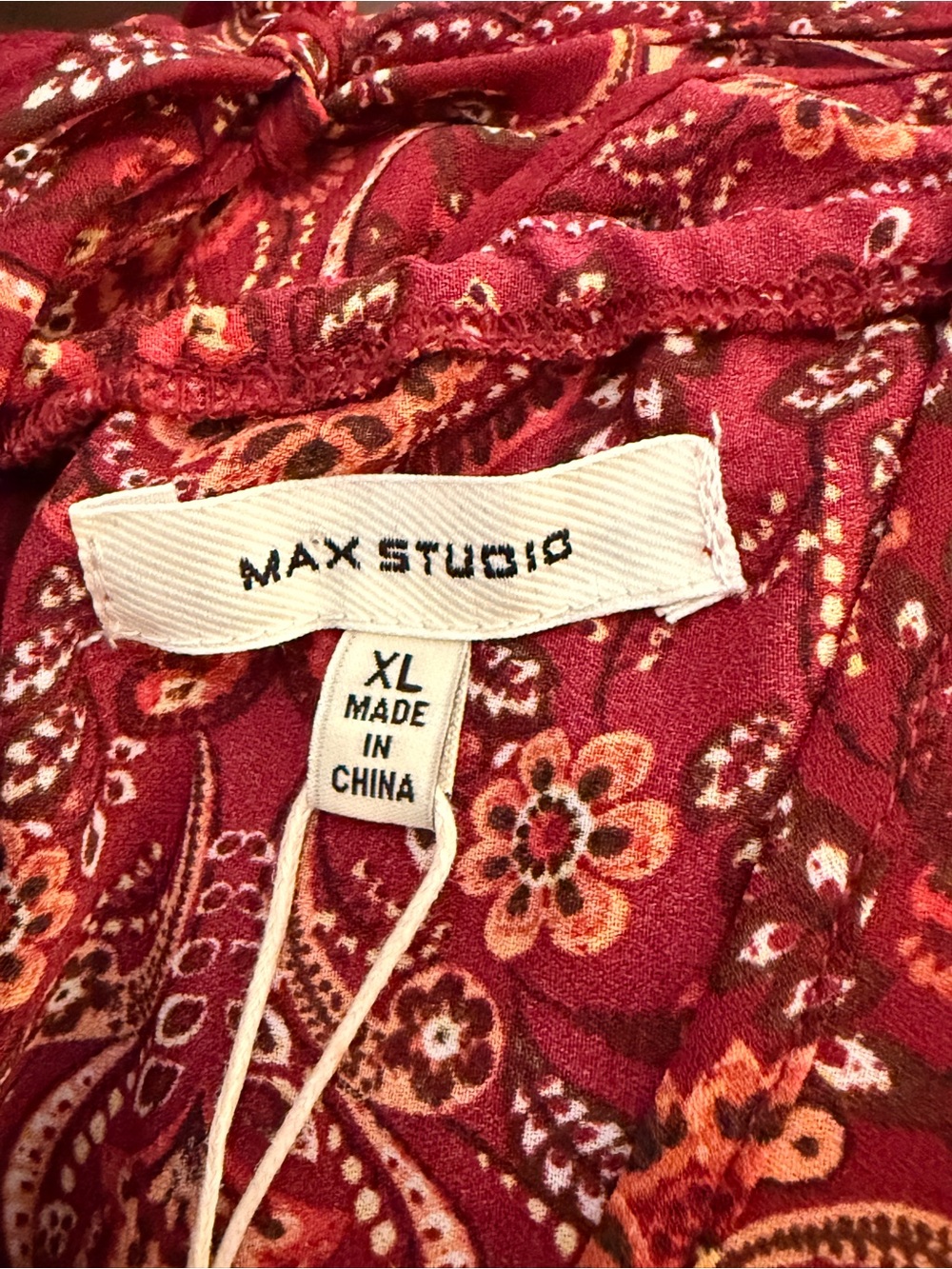 Max Studio Red Printed Tiered Midi Dress - Picture 7 of 7